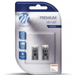 LB329W Λάμπες Σέτ W5W 12V T10 W2,1x9,5d LED 4xSMD3528 Λευκό καρφωτό CAN-BUS) BLISTER 2τμχ. M-TECH_ΛΑΜΠΕΣ LED