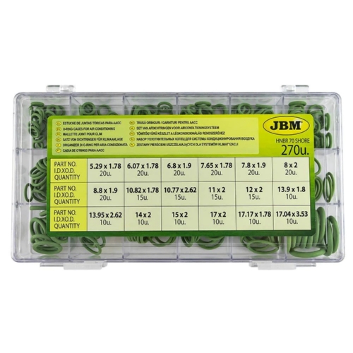 50807 Κασσετίνα O-Ring A/C (πρασσινα) 270τμχ JBM_ΑΝΤΑΛΛΑΚΤΙΚΑ ΣΥΜΠΙΕΣΤΩΝ