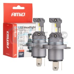04114/AM Λάμπες Σετ 12V H4 12V 60W 6.000K 5.600lm +400% LED CAN-BUS HYBRID SERIES AMIO_ΛΑΜΠΕΣ LED