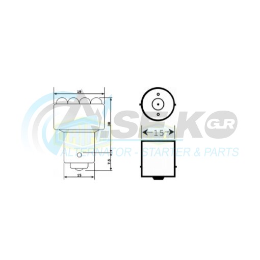 03809 Λαμπα LED 24V 36mA ΛΕΥΚΗ BA15s G18-6LED TRIFA_ΛΑΜΠΕΣ LED